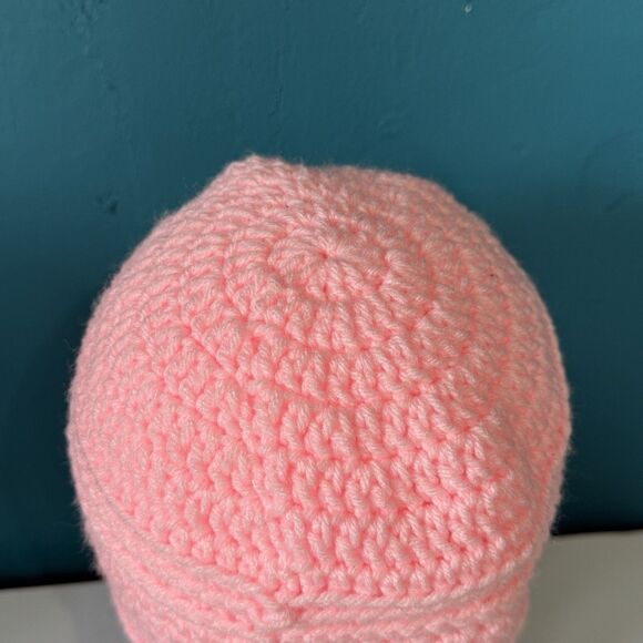 Light Pink Beanie Hat Expressive Crochet Knit Cap - Size 18-22" (Most adults) - Picture 4 of 7